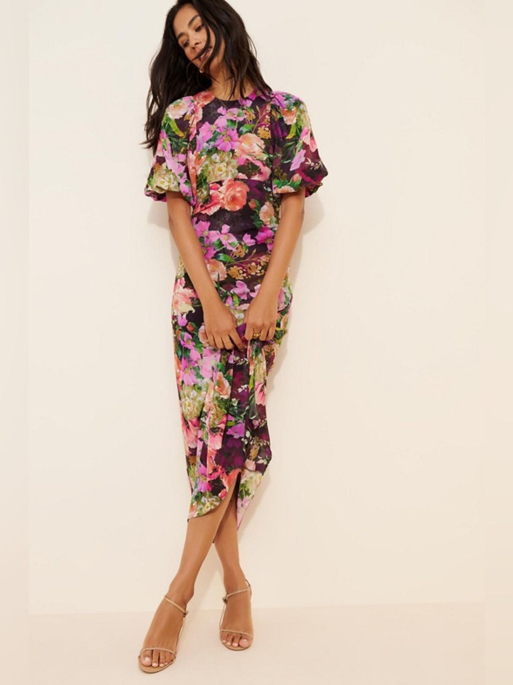 Kachel Eloise Floral Puff Sleeve Maxi Dress